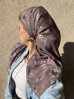 מטפחת וופל מרובעת פרחוני בז