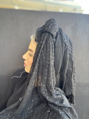 מטפחת פייטים עדינים שחור