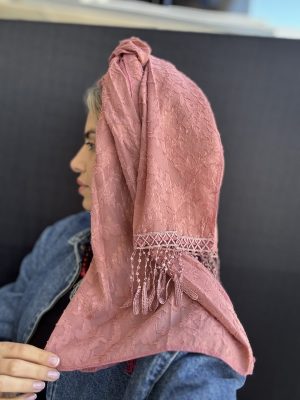 מטפחת שייני תחרה רוז