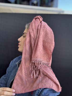 מטפחת שייני תחרה רוז