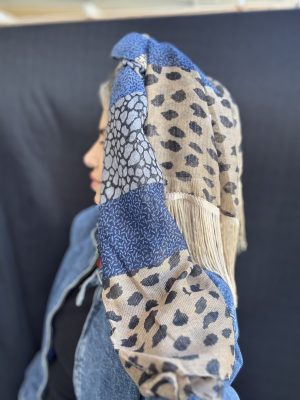 מטפחת טלאור סיומת פרנזים כחול