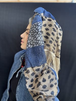 מטפחת טלאור סיומת פרנזים כחול