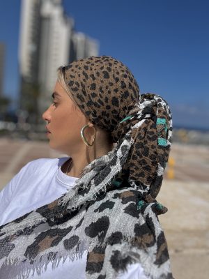 מטפחת שיר מנומר פס טורקיז