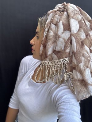 מטפחת אריאל סיומת פרנזים חום