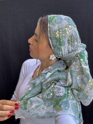 מטפחת שנהב נגיעות זהב ירוק