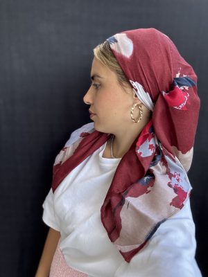 מטפחת ניבר צבעוני סיומת פרנז בורדו