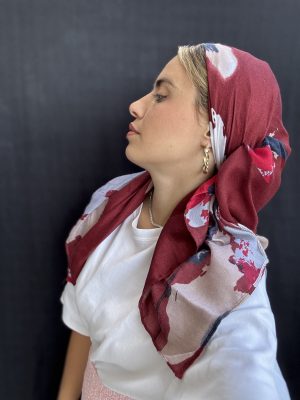 מטפחת ניבר צבעוני סיומת פרנז בורדו