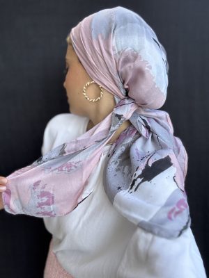 מטפחת ניבר צבעוני סיומת פרנז ורוד