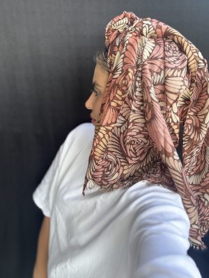 מטפחת פז פרחוני רוז