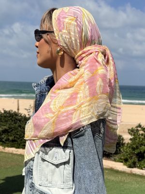 מטפחת תהל צהוב ורוד