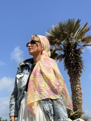 מטפחת תהל צהוב ורוד