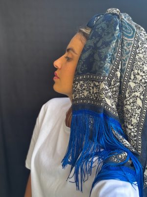 מטפחת גלי פרנזים כחול