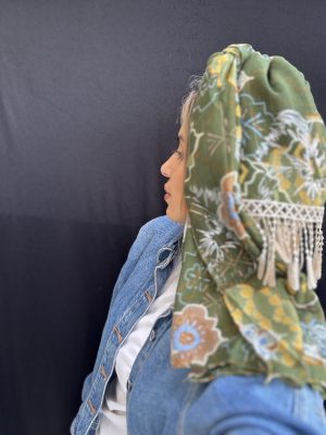 מטפחת טלאור נגיעות כסף ירוק