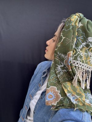 מטפחת טלאור נגיעות כסף ירוק