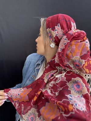 מטפחת טלאור נגיעות כסף בורדו