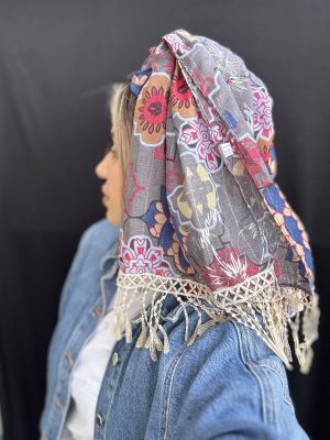 מטפחת טלאור נגיעות כסף אפור