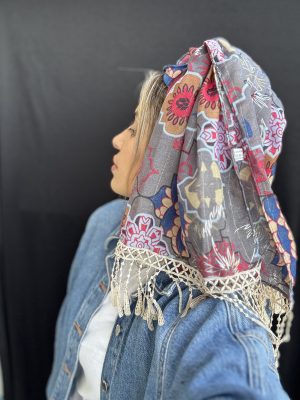 מטפחת טלאור נגיעות כסף אפור