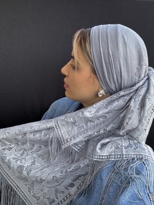 מטפחת תחרה אפור