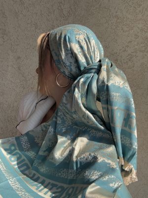 מטפחת D יוקרה טורקיז דו צדדית