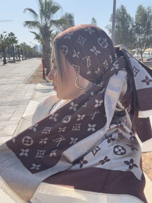 מטפחת L חום דו צדדית