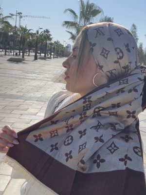 מטפחת L חום דו צדדית