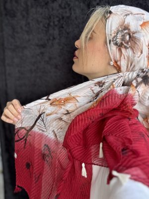 מטפחת קסטל אדום סיומת פרנזים