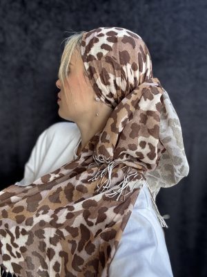 פשמינה דקה מנומרת חום