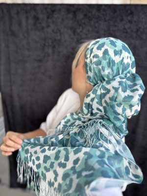 פשמינה דקה מנומרת ירוק