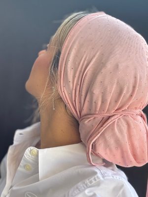 טורבן אבנים עם חוט קשירה מובנה ורוד