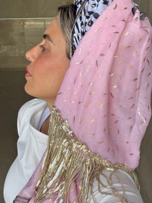 מטפחת יוקרה מנומרת ורוד