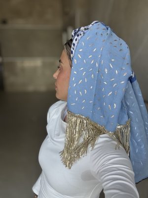 מטפחת יוקרה מנומרת תכלת