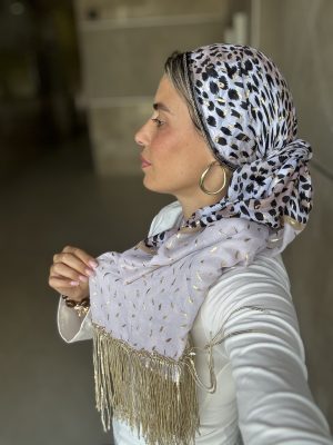 מטפחת יוקרה מנומרת שמנת