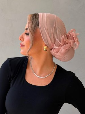 מטפחת טול סיומת תלתל ורוד