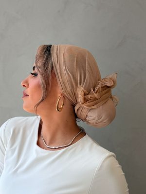 מטפחת טול סיומת תלתל כאמל